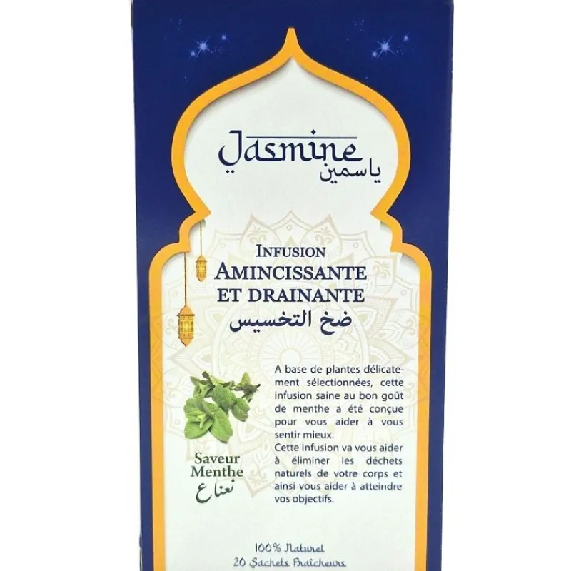 Panier Express Infusion Drainante et Amincissante | à la menthe | 20 sachets x 1.5g | Jasmine Store