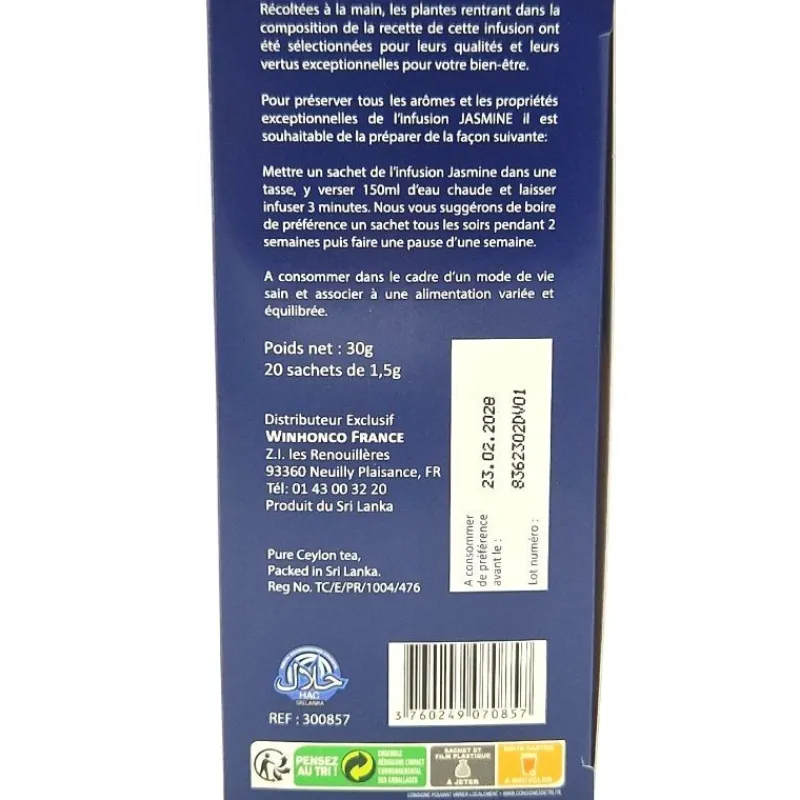 Panier Express Infusion Drainante et Amincissante | à la menthe | 20 sachets x 1.5g | Jasmine Store