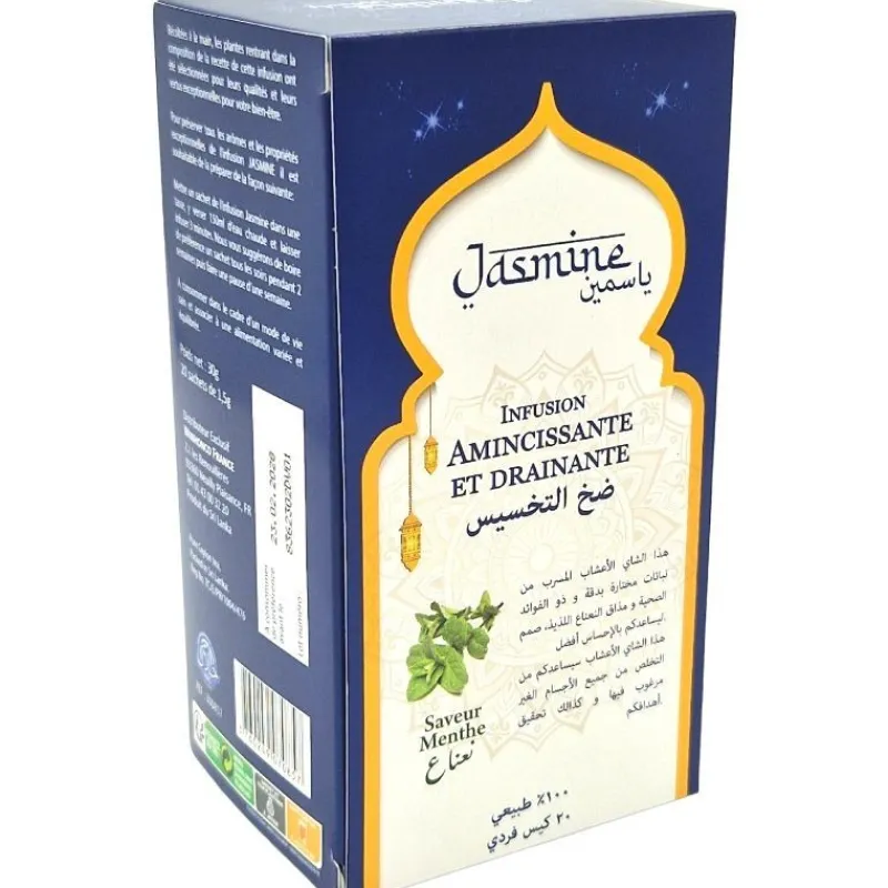 Panier Express Infusion Drainante et Amincissante | à la menthe | 20 sachets x 1.5g | Jasmine Store