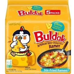 Panier Express Nouilles coréennes instantanées Buldak saveur Hot Chicken Cheese – Pack de 5 x 140 g – Samyang Flash Sale