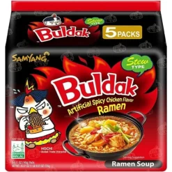Panier Express Nouilles coréennes instantanées Buldak saveur Hot Chicken Stew – Pack de 5 x 140 g – Samyang Outlet