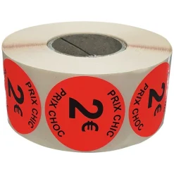 Panier Express Stickers promotionnel adhésif | 2€ | Autocollant soldes | Rouleau de 1000 étiquettes Sale
