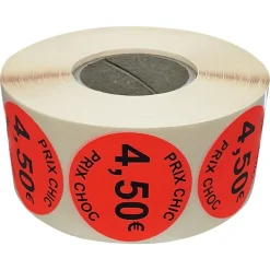 Panier Express Stickers promotionnel adhésif | 4,50€ | Autocollant soldes | Rouleau de 1000 étiquettes Clearance