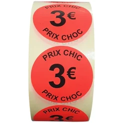 Panier Express Stickers promotionnel adhésif | 3€ | Autocollant soldes | Rouleau de 1000 étiquettes Best