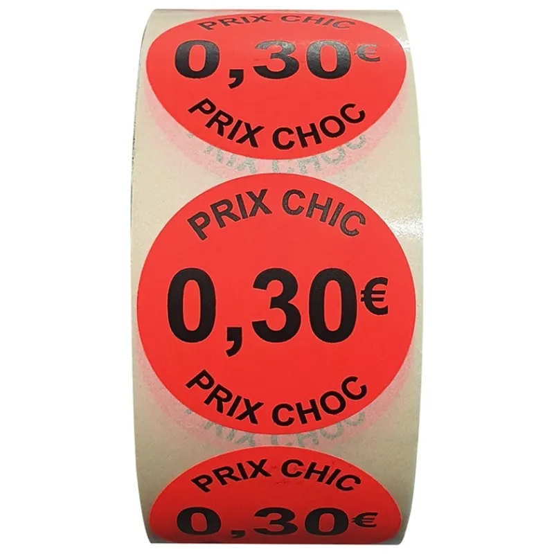 Panier Express Stickers promotionnel adhésif | 0,30€ | Autocollant soldes | Rouleau de 1000 étiquettes Hot