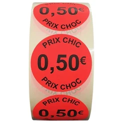 Panier Express Stickers promotionnel adhésif | 0.50€ | Autocollant soldes | Rouleau de 1000 étiquettes Cheap