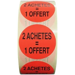 Panier Express Stickers promotionnel adhésif | 2 achetés 1 offert | Autocollant soldes | Rouleau de 1000 étiquettes Clearance