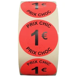 Panier Express Stickers promotionnel adhésif | 1€ | Autocollant soldes | Rouleau de 1000 étiquettes Shop