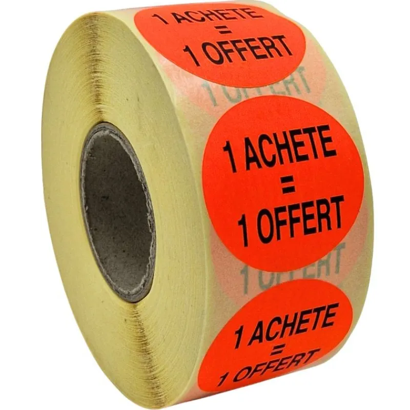 Panier Express Stickers Promotionnels Adhésifs | 1 Acheté 1 Offert | Autocollant Soldes | Rouleau de 1000 Étiquettes | Diamètre 40mm Hot